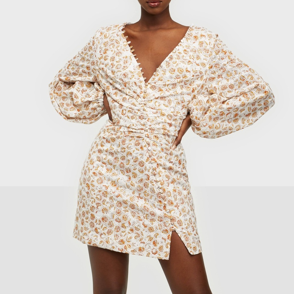 Bardot Printed Broderie Dress, size Us 4